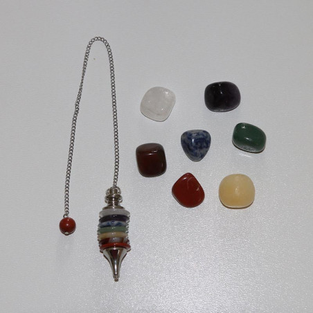 Coffret pendule 7 chakras | Pierres naturelles & radiesthésie